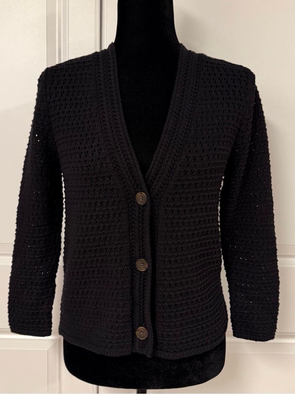 Loft Open Knit Button Front Cardigan